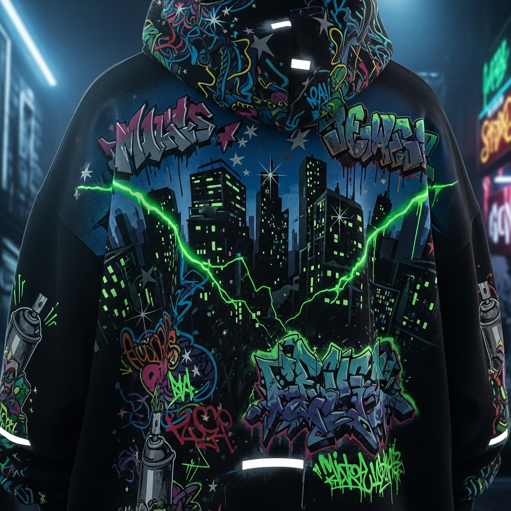 Midnight Vandal glow print hoodie